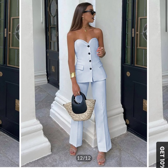 Commense Blue Strapless Vest and Pant Set - Picture 1 of 11